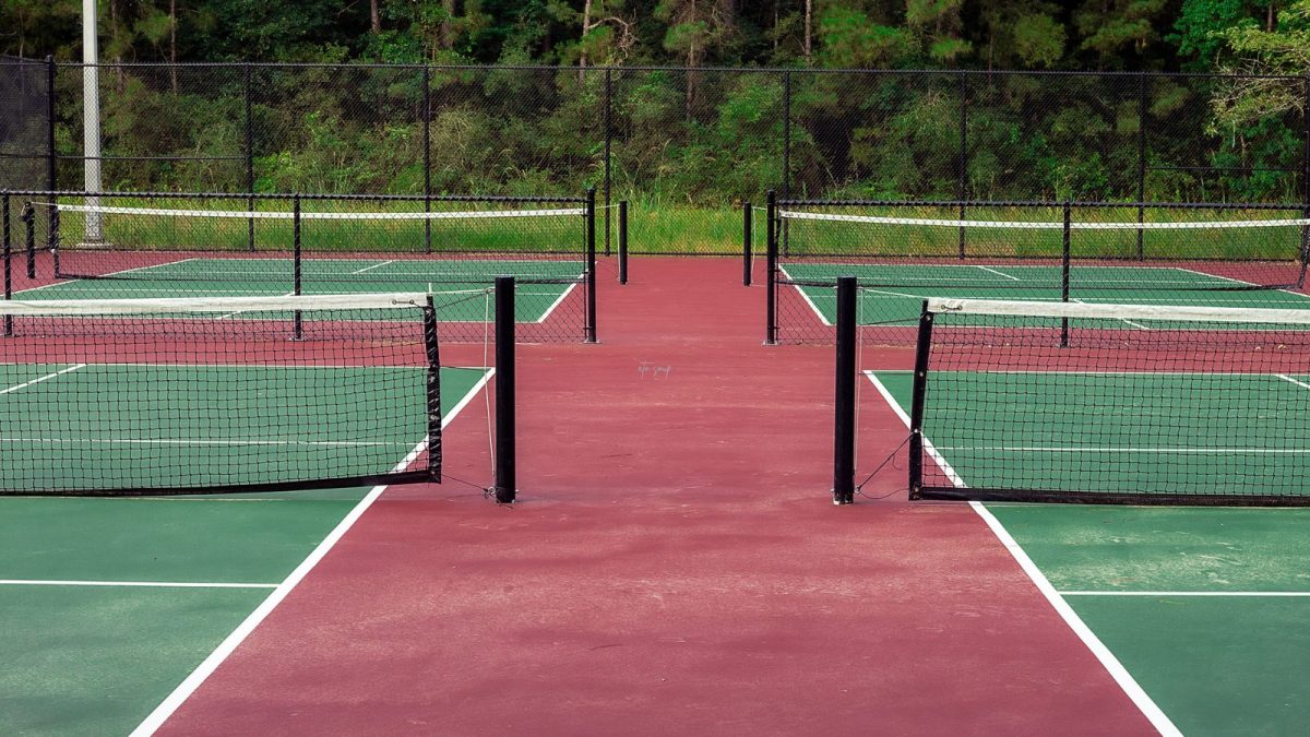 View of 4 pickleball courts